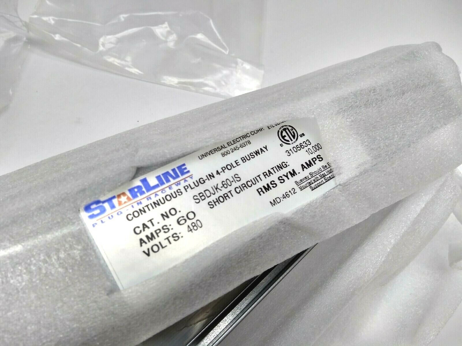 Starline SBDJK-60-IS 60A 480V Continuous Plug-In 4-Pole Busway - Maverick Industrial Sales