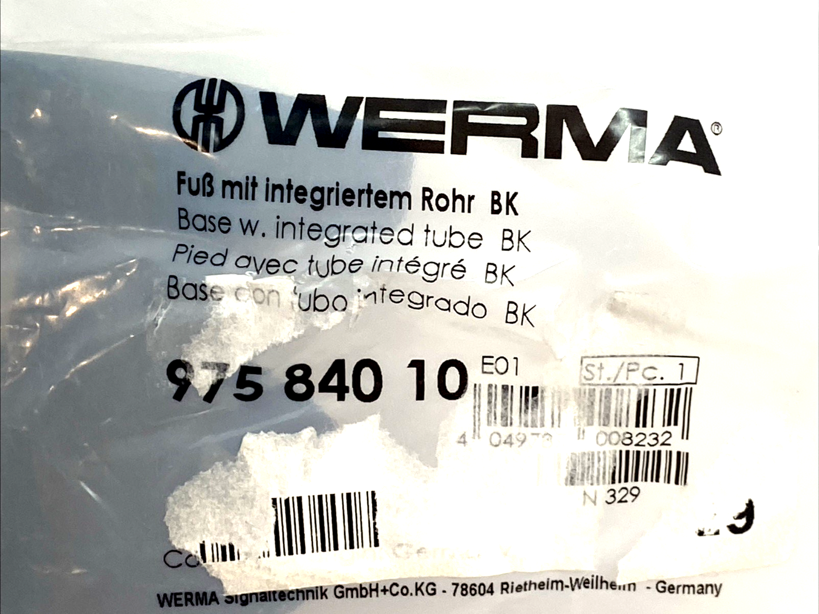 Werma 97584010 Mounting Base Black w/ Intergrated Tube - Maverick Industrial Sales