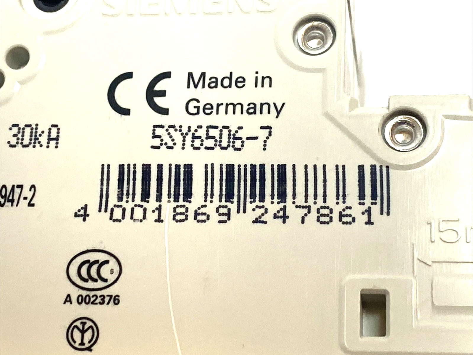 Siemens 5SY6310-7 Mini Circuit Breaker 2P C6 230V w/ 5ST3010 Auxiliary Switch - Maverick Industrial Sales