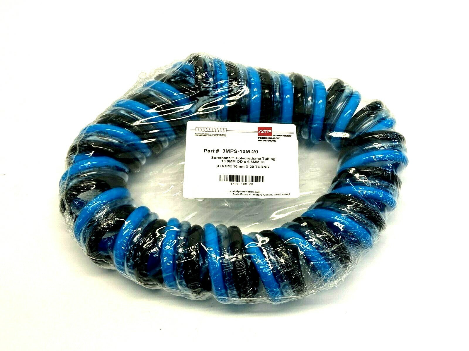 ATP 3MPS-10M-20 Surethane Poly Spiral Tubing 10mm OD x 6.5mm ID 600mm OAL - Maverick Industrial Sales