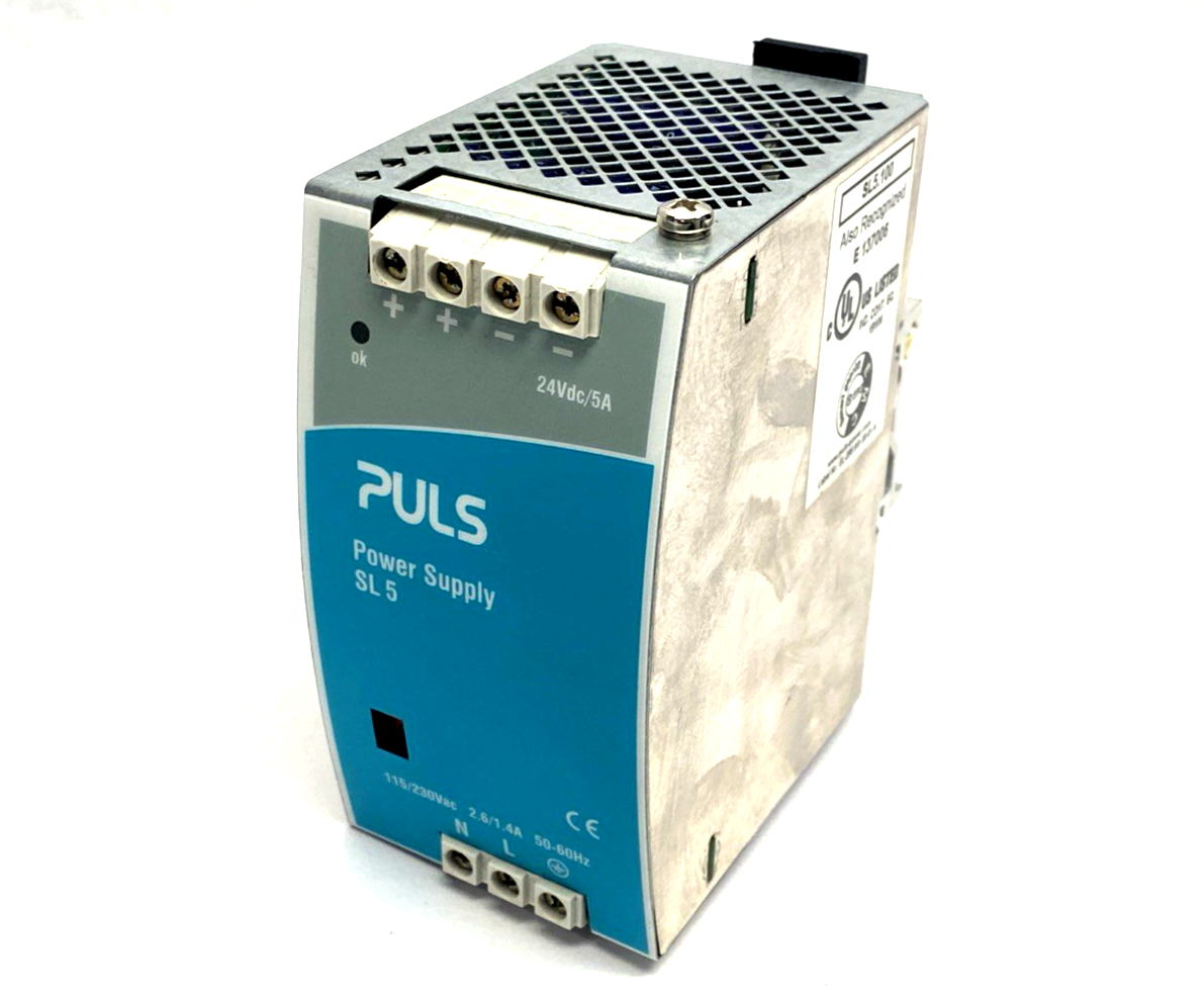 SL5.100 | Puls Single Phase DIN Rail Power Supply 115/230VAC 24VDC 5A 120W - Used - Maverick Industrial Sales