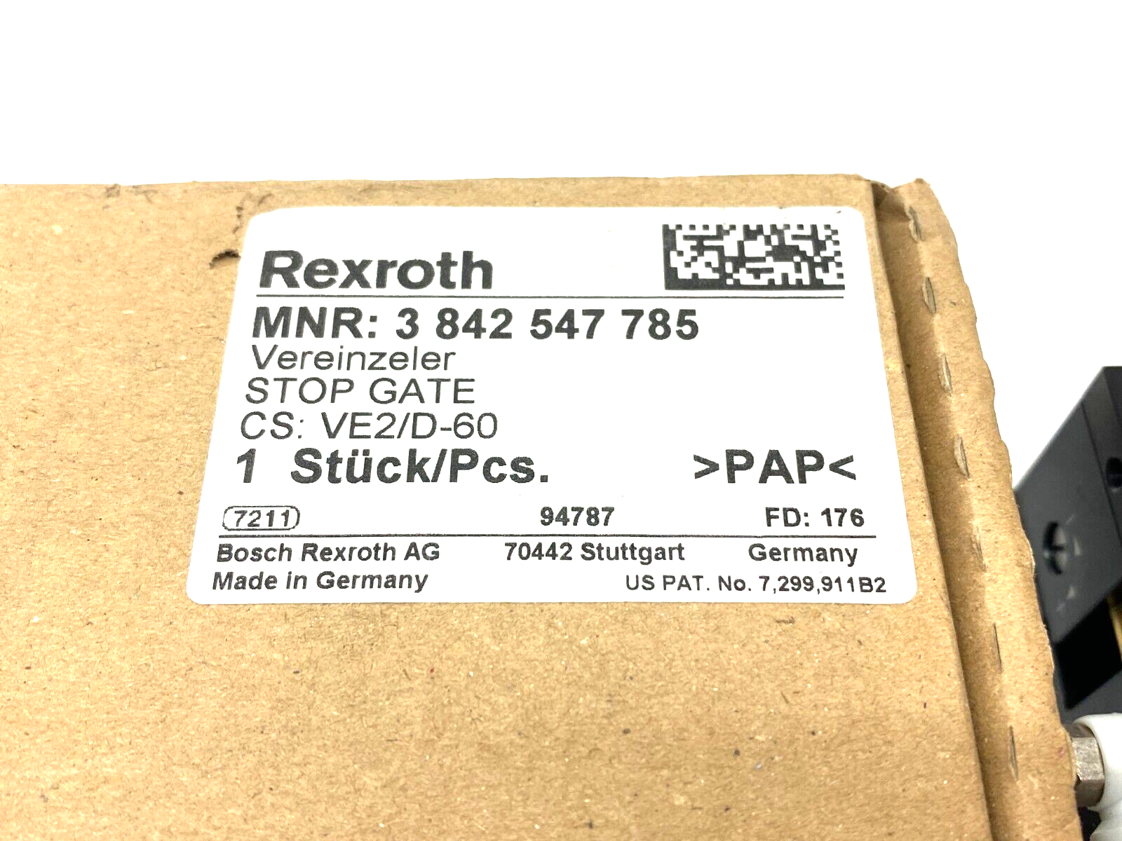 Bosch Rexroth 3842547785 Pneumatic Stop Gate Typ VE2/D-60 - Maverick Industrial Sales