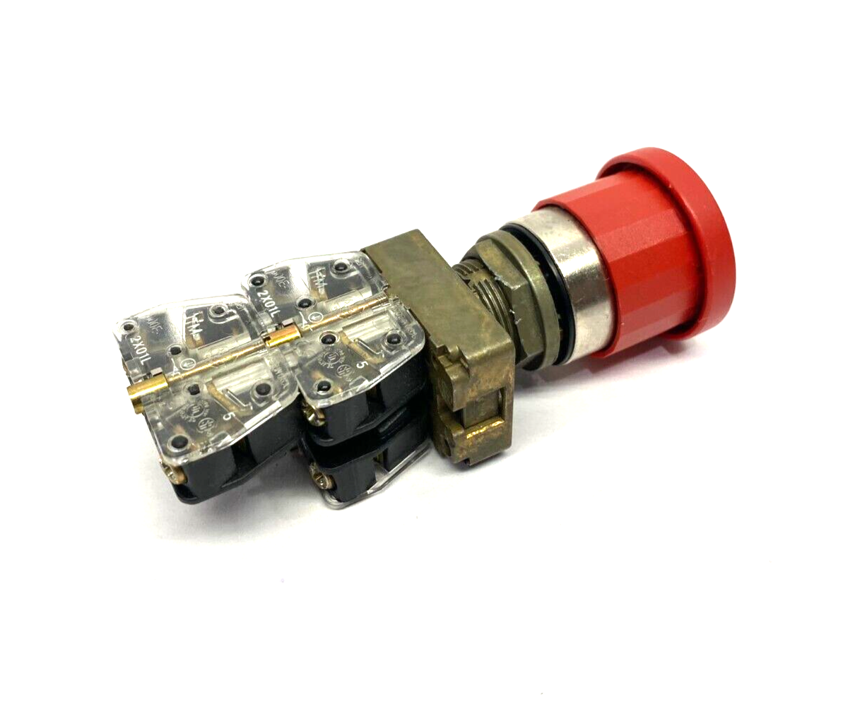 Push/Pull Emergency Stop Pushbutton, Red Mushroom Head, Metal Collar 22mm - Maverick Industrial Sales