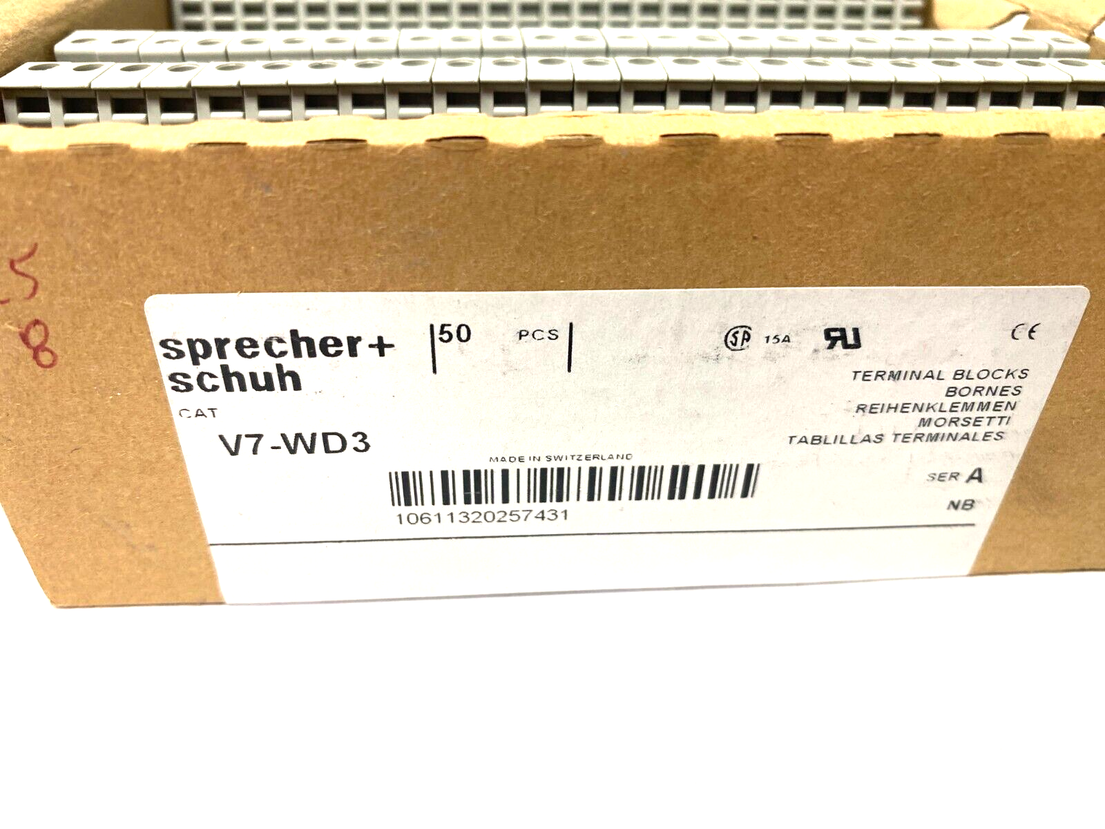 Sprecher+Schuh V7-WD3 Ser. A Terminal Block Gray BOX OF 50 - Maverick Industrial Sales