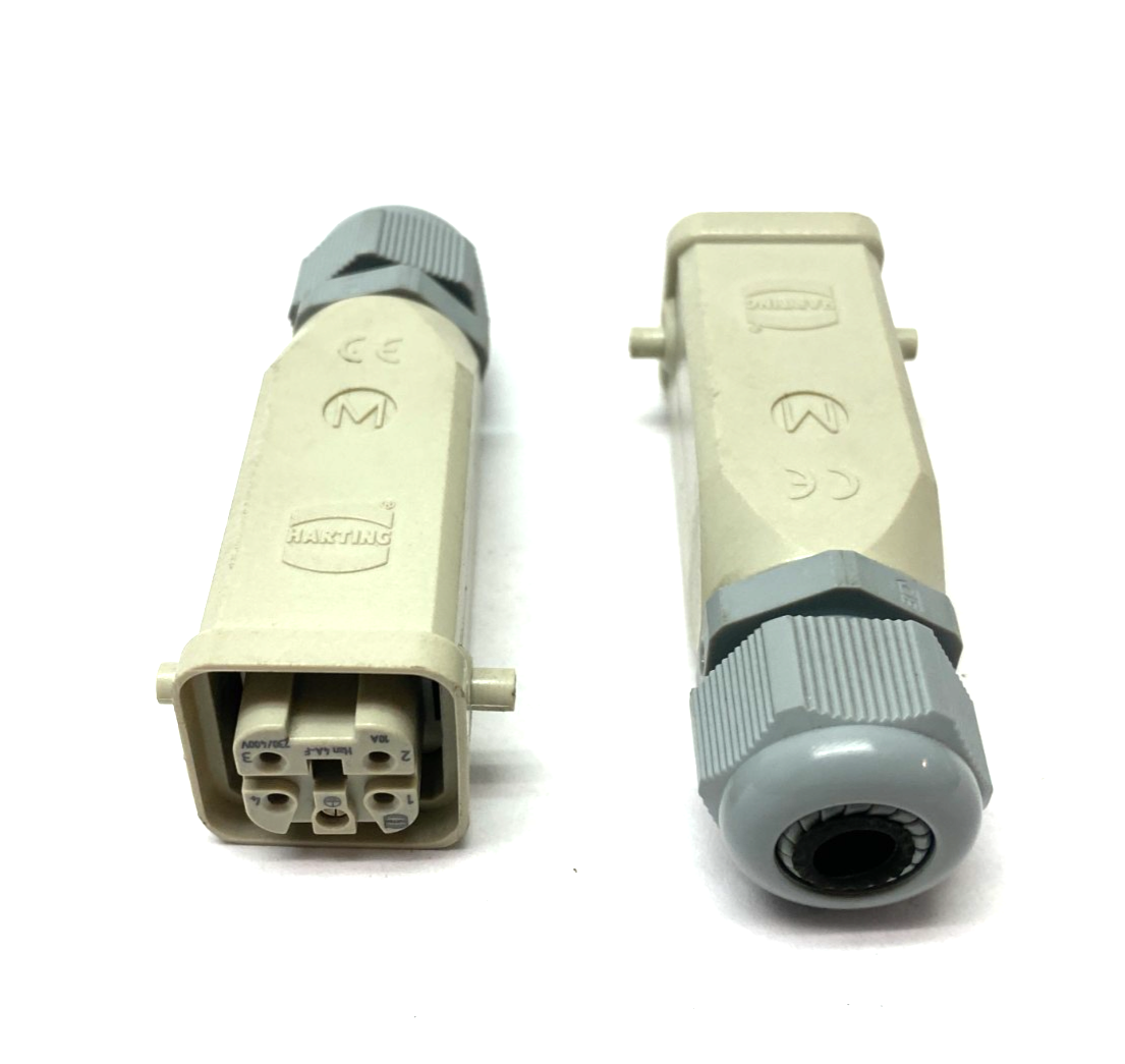 Harting 09200042711 Han A 04 Pos Insert w/ 19200030423 Han 3A Hood LOT OF 2 - Used - Maverick Industrial Sales