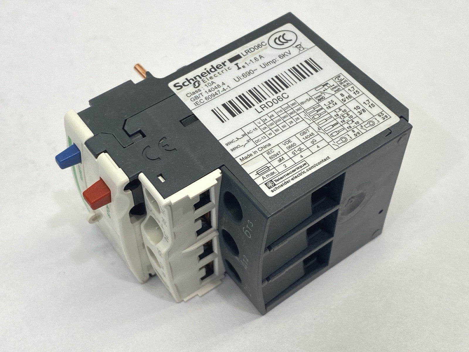 LRD06C | Schneider Electric TeSys Deca Thermal Overload Relay 1-1.6A - New – Open box - Maverick Industrial Sales