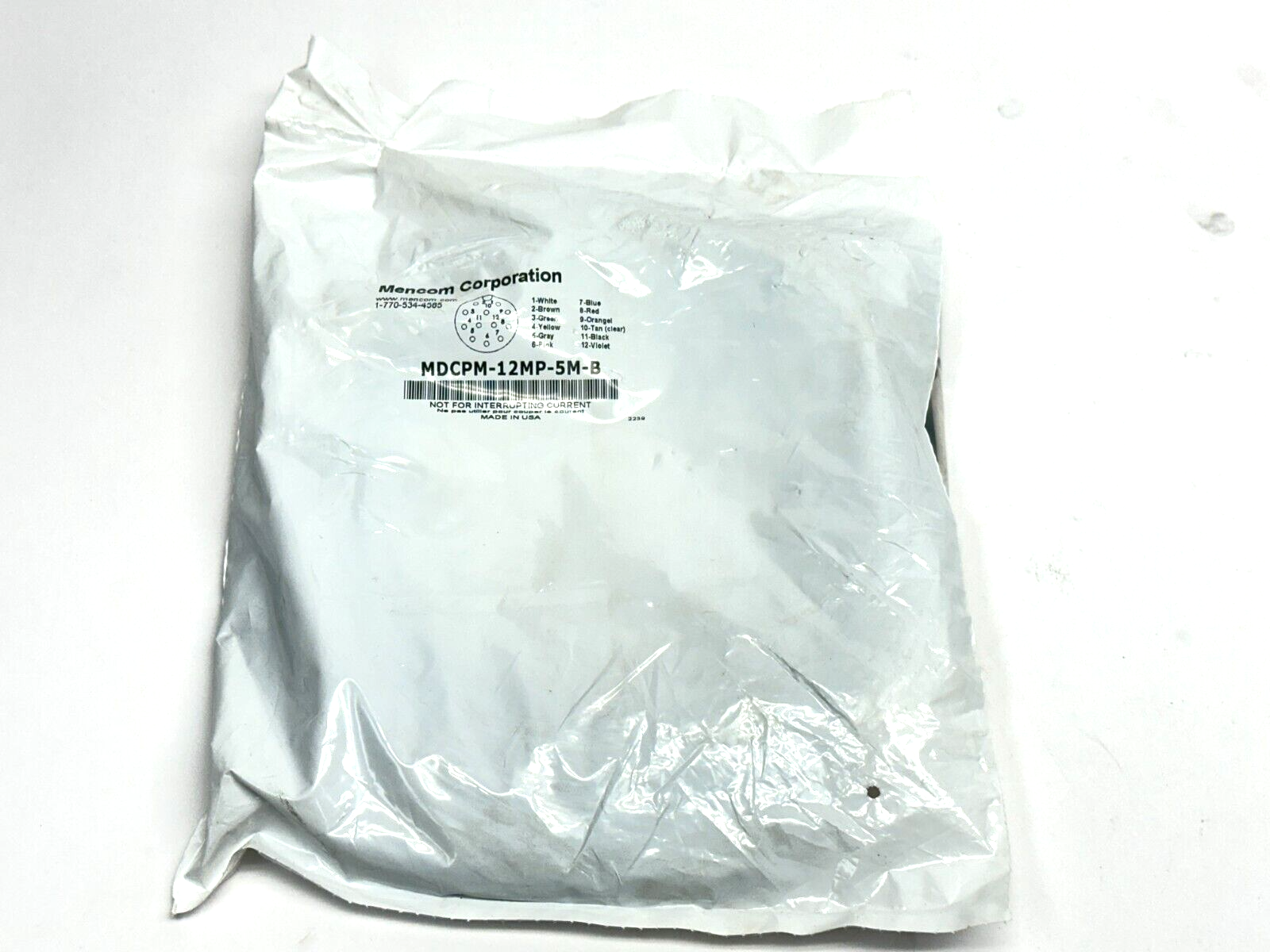 Mencom MDCPM-12MP-5M-B Cordset Male M12 12-Pin 5m - Maverick Industrial Sales