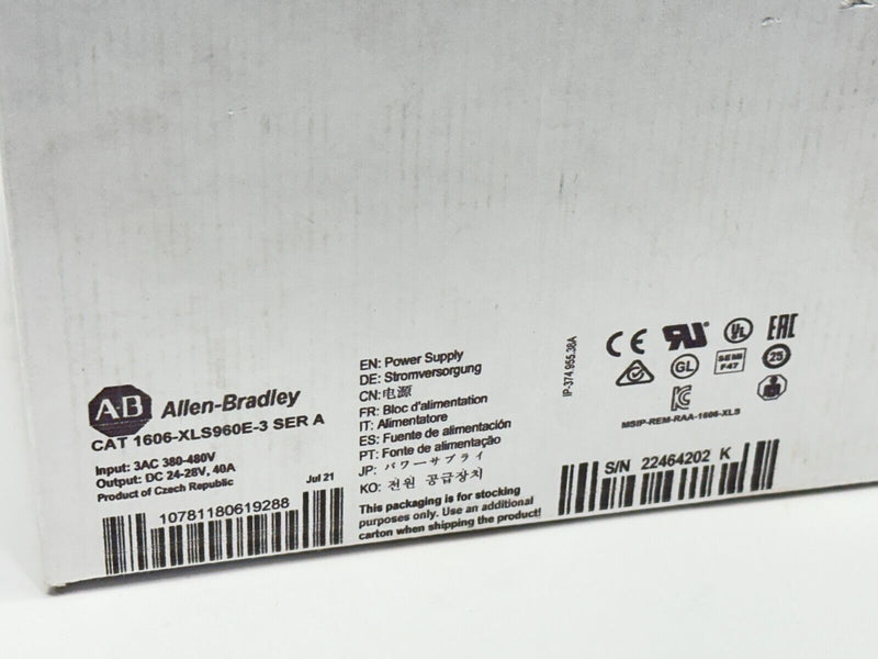 Allen Bradley 1606-XLS960E-3 Ser A Bulletin 1606 XLS Power Supply 40A 24-28VDC - Maverick Industrial Sales