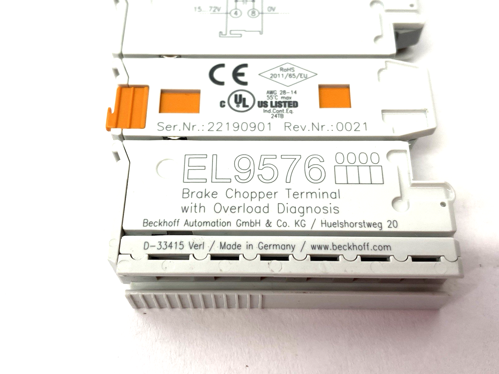 Beckhoff EL9576 EtherCAT Terminal, Brake Chopper, with Overload Diagnosis - Maverick Industrial Sales