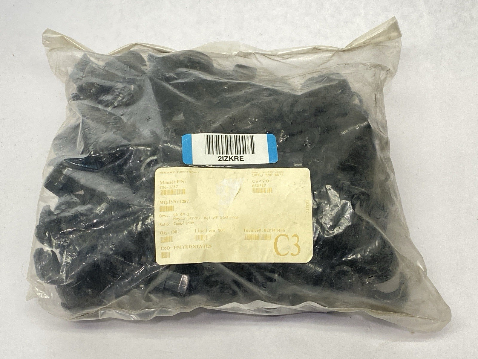 Heyco 1287 Strain Relief Bushings SR 9P-2 LOT OF 100 - Maverick Industrial Sales