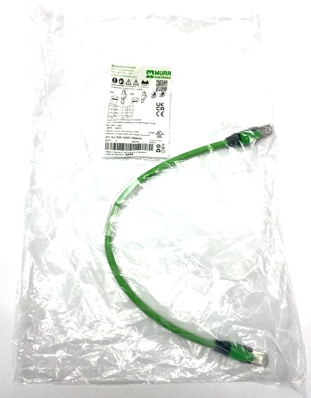 Murrelektronik 7000-74301-7960030 Double Ended Cordset RJ45 to RJ45 60VDC - Maverick Industrial Sales