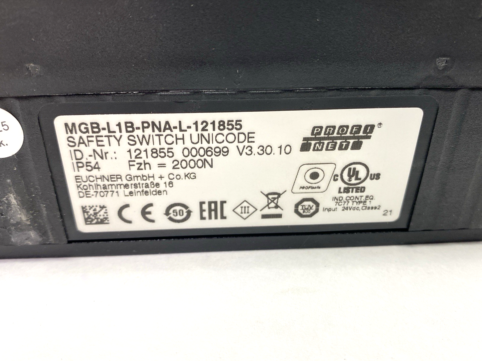 MGB-L1B-PNA-121855 | Euchner Multifunctional Gate Box 121855 - Used - Maverick Industrial Sales