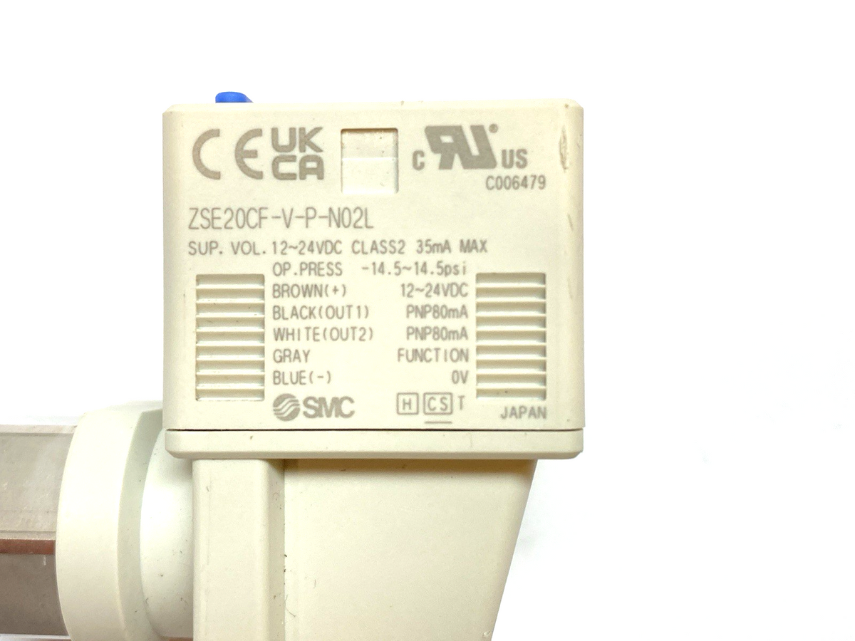 SMC ZSE20CF-V-P-N02L Digital Vacuum Sensor 12-24VDC w/ Cordset - Maverick Industrial Sales