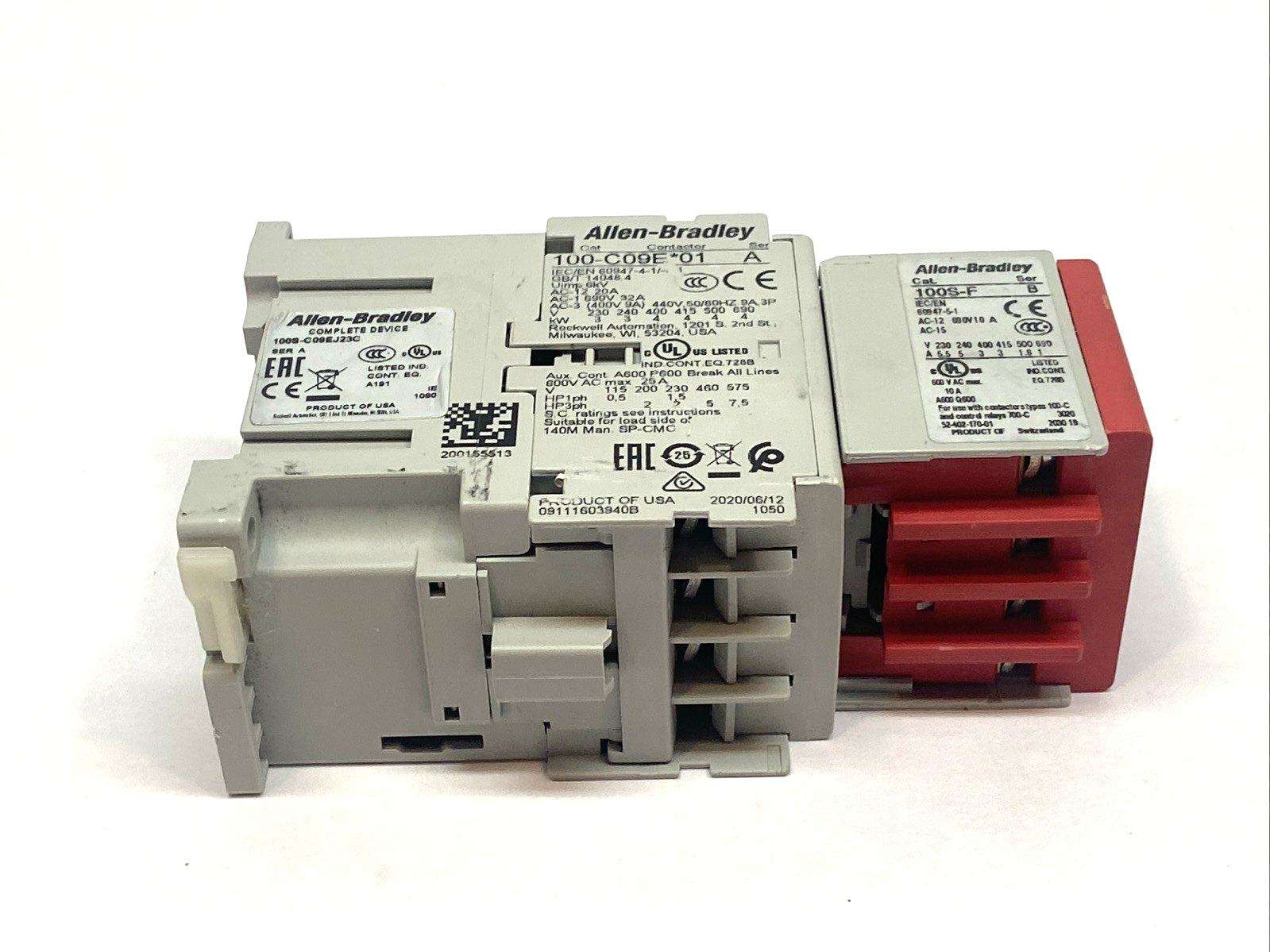 Allen Bradley 100S-C09EJ23C Ser. A Safety Contactor 440V 50/60Hz 9A 3P - Maverick Industrial Sales
