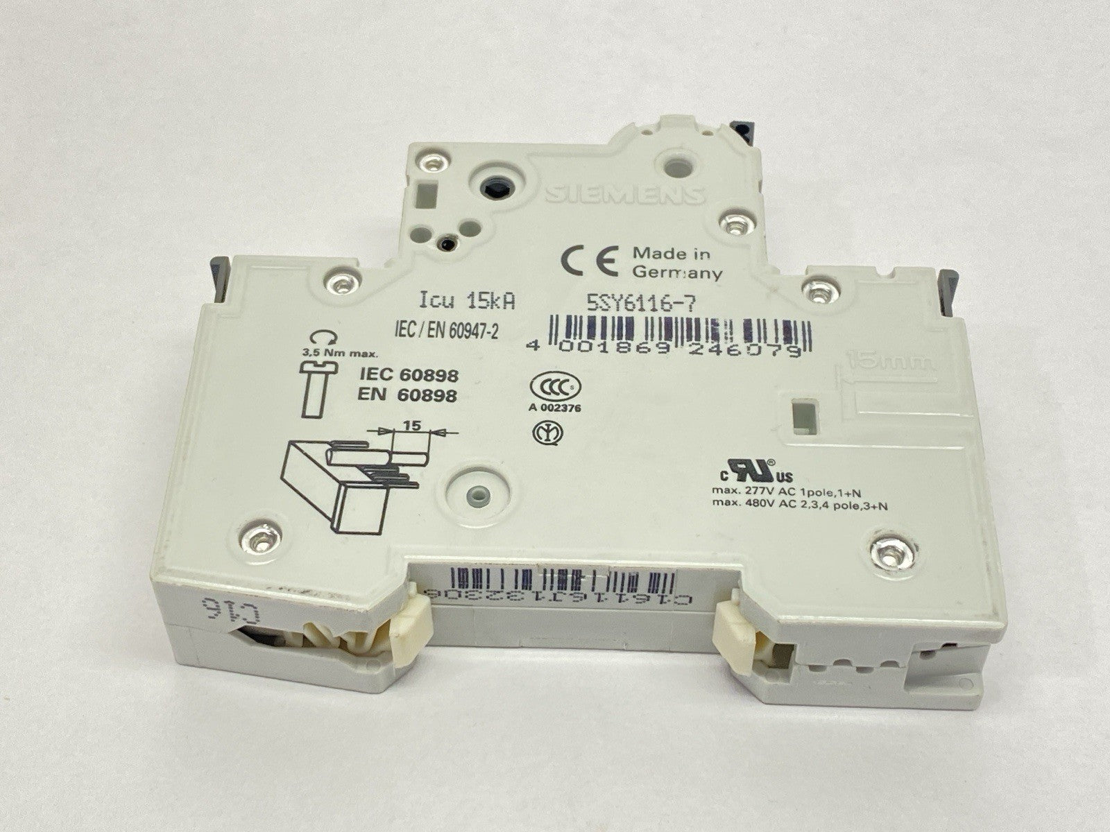 Siemens 5SY6116-7 Miniature Circuit Breaker MCB C16 1-Pole 16A 230/400V - Maverick Industrial Sales