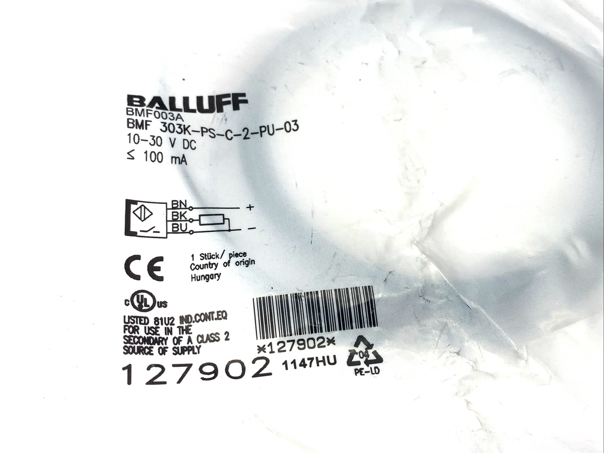 BMF003A | Balluff Magnetic Cylinder Sensor 25.5x3x4.5 mm BMF 303K-PS-C-2-PU-03 - New - Maverick Industrial Sales