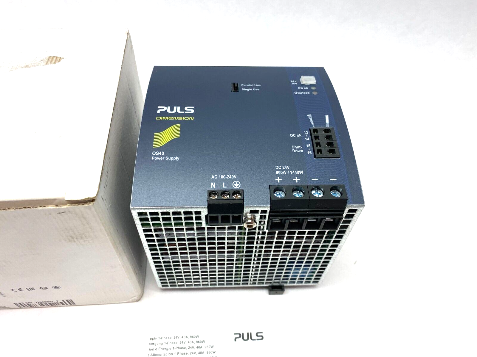 Puls QS40.241 Power Supply 1-Phase 960W, 40A, 24VDC, 100-240VAC Input - Maverick Industrial Sales