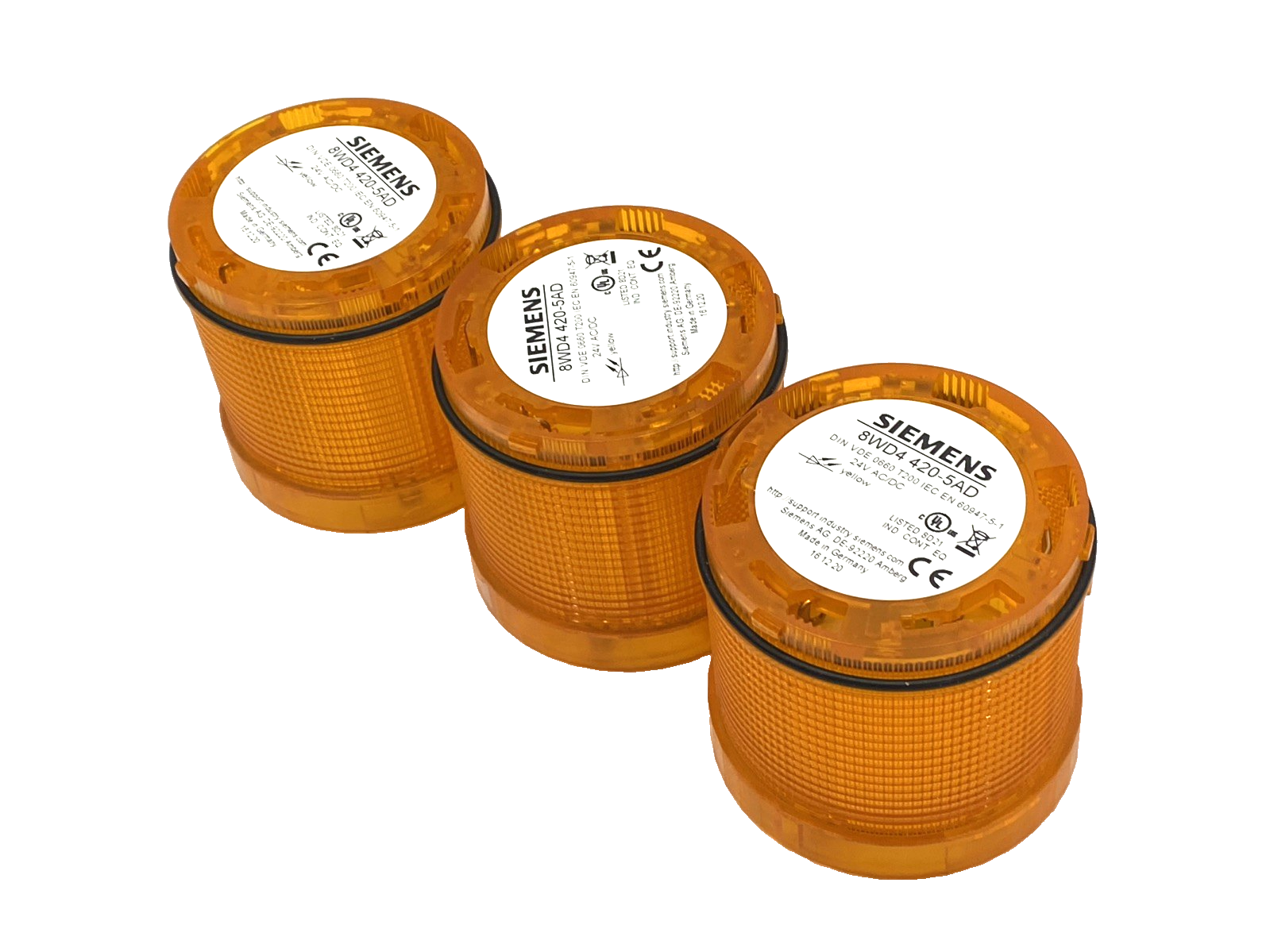 Siemens 8WD4420-5AD Yellow LED Stack Light Module 24V AC/DC LOT OF 3 - Maverick Industrial Sales