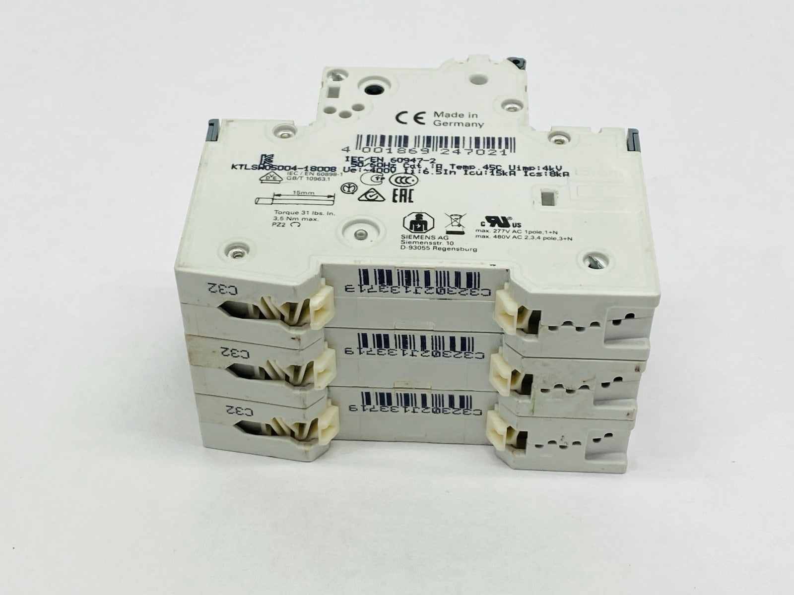 Siemens 5SY6332-7 Miniature Circuit Breaker 3-Pole 32A 400V - Maverick Industrial Sales
