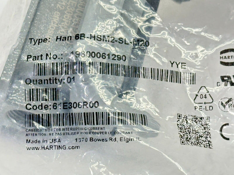 Harting 19300061290 Han B Base Surface LC 1 Lever 2x M20 Surface Mounted Housing - Maverick Industrial Sales