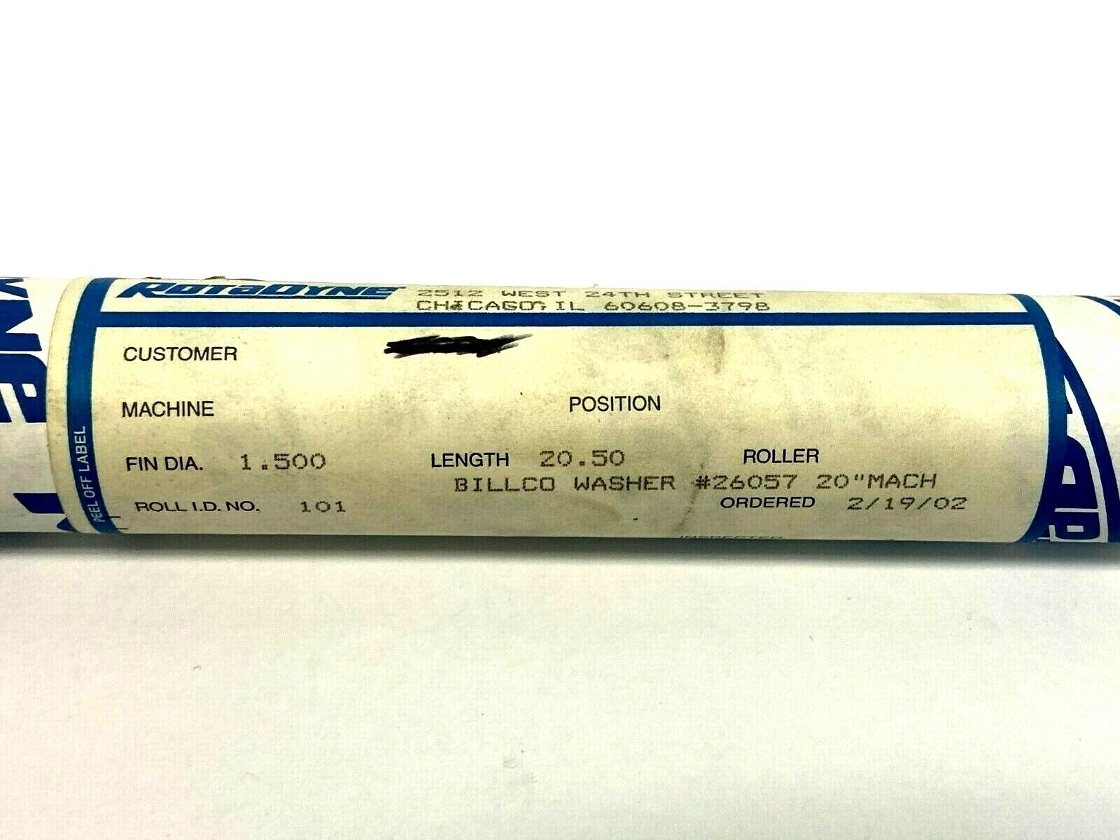 RotaDyne 26057 Rubber Roller 1.5" Dia x 20.5" Length x 38-3/4" OAL 3/4" Rod Dia - Maverick Industrial Sales
