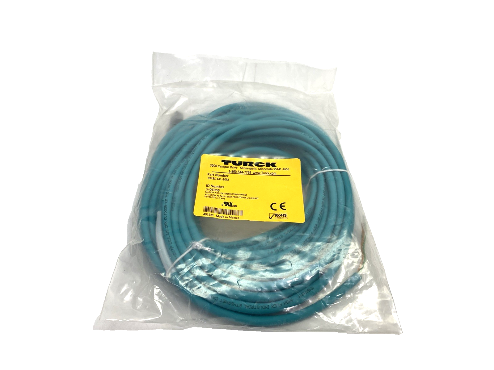 RJ45S 441-10M | Turck Industrial Ethernet Cable Male RJ45 10m U-06955- New - Maverick Industrial Sales