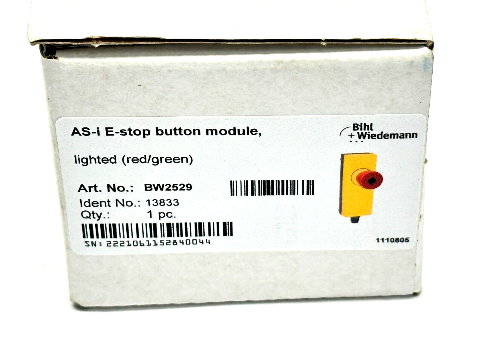 Bihl+Wiedemann BW2529 AS-i E-stop Button Module Lighted Red/Green - Maverick Industrial Sales