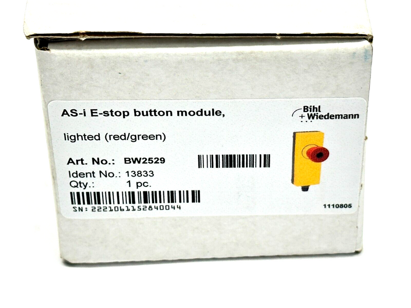 Bihl+Wiedemann BW2529 AS-i E-stop Button Module Lighted Red/Green - Maverick Industrial Sales