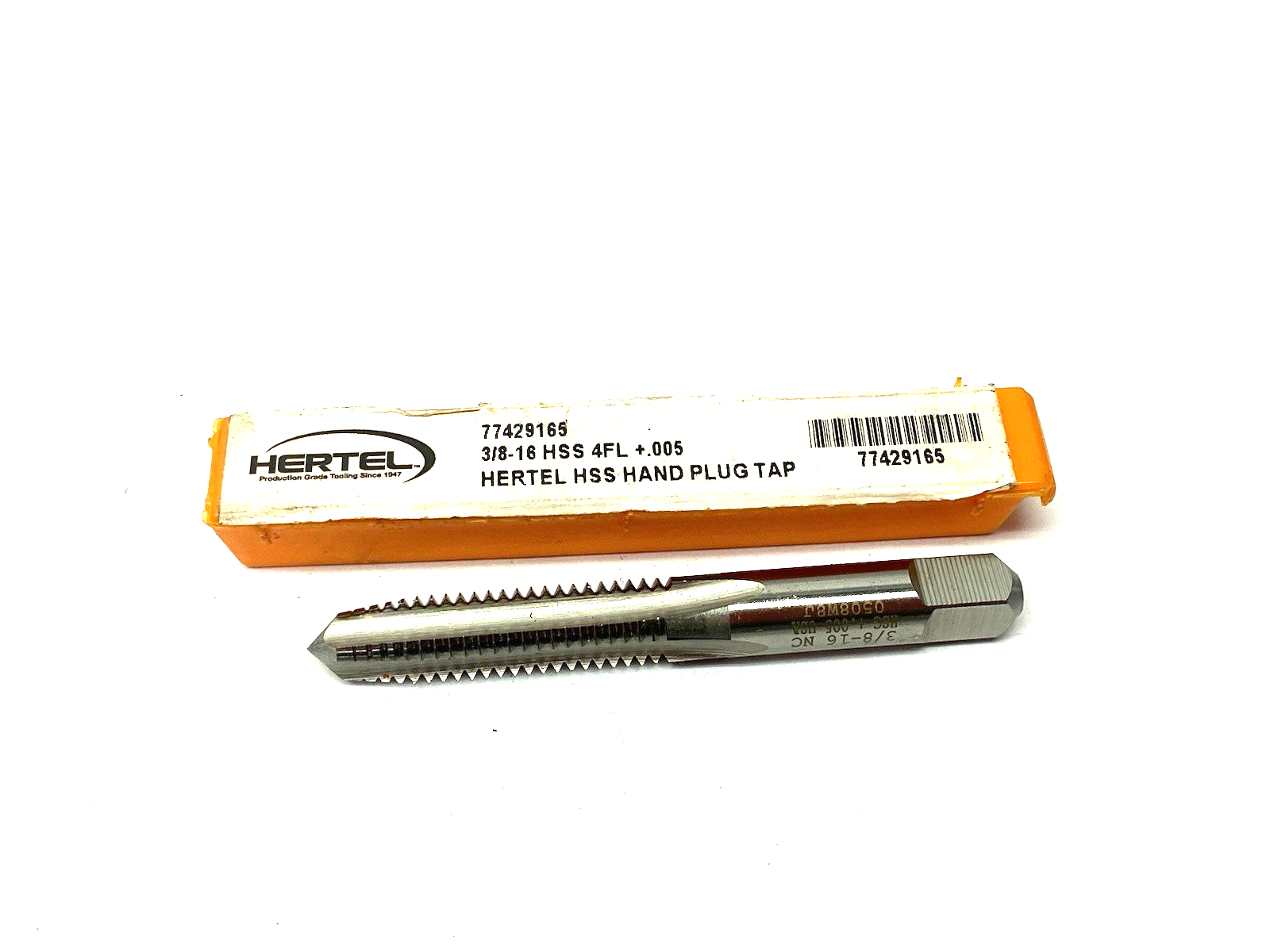 77429165 | Hertel Straight Flute Tap: 3/8-16 UNC, 4 Flute, Plug Chamfer, High-Spee - New – Open box - Maverick Industrial Sales