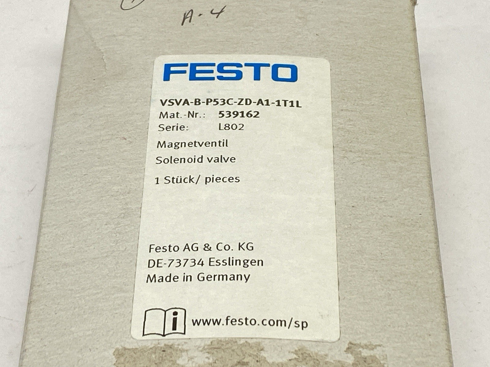Festo VSVA-B-P53C-ZD-A1-1T1L Pneumatic Solenoid Valve 539162 - Maverick Industrial Sales