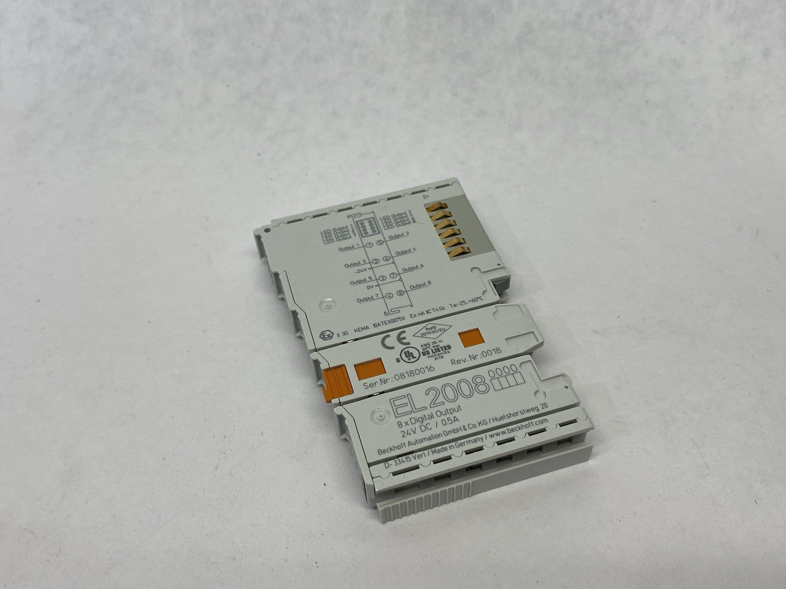 Beckhoff EL2008 EtherCAT Terminal, 8-channel digital output, 24 V DC, 0.5 A - Maverick Industrial Sales