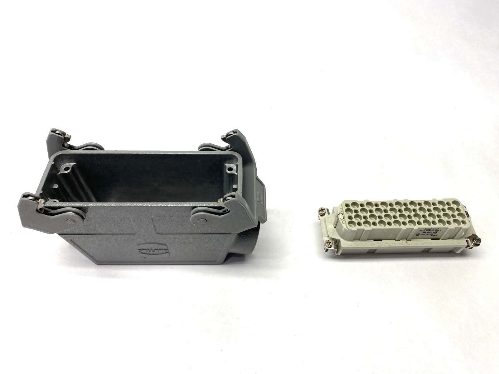 Amphenol C14610B0640002 Connector w/ Harting Han B Hood Side Entry 2 Levers M32 - Maverick Industrial Sales