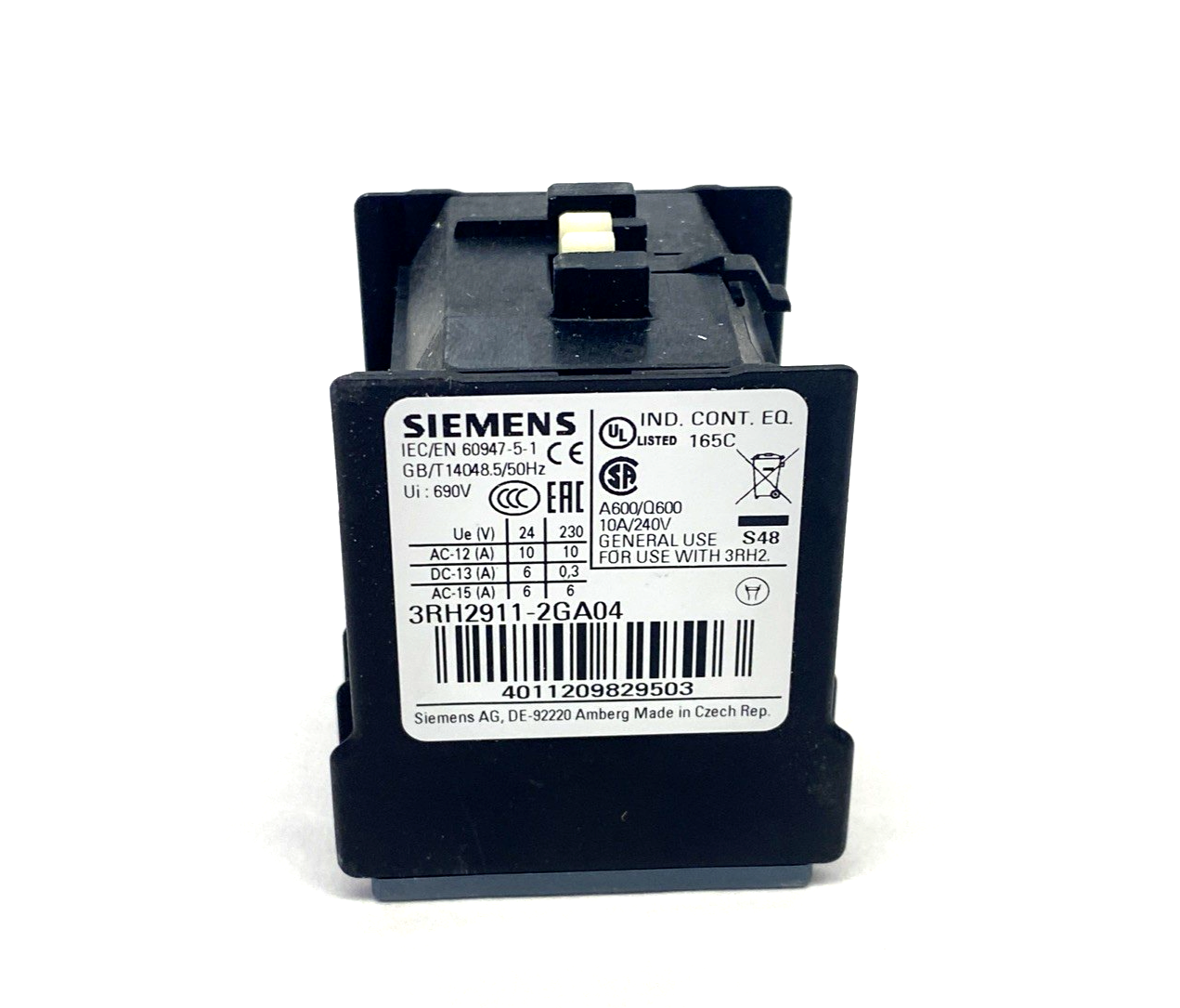 Siemens 3RH2911-2GA04 Auxiliary Switch Block - Maverick Industrial Sales