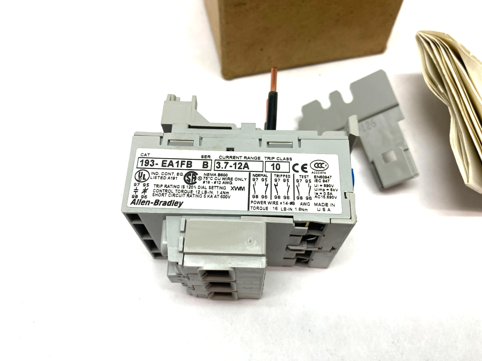 193-EA1FB | Allen Bradley Ser. B Overload Relay 3.7-12A, Solid-State, Class 10 - New – Open box - Maverick Industrial Sales