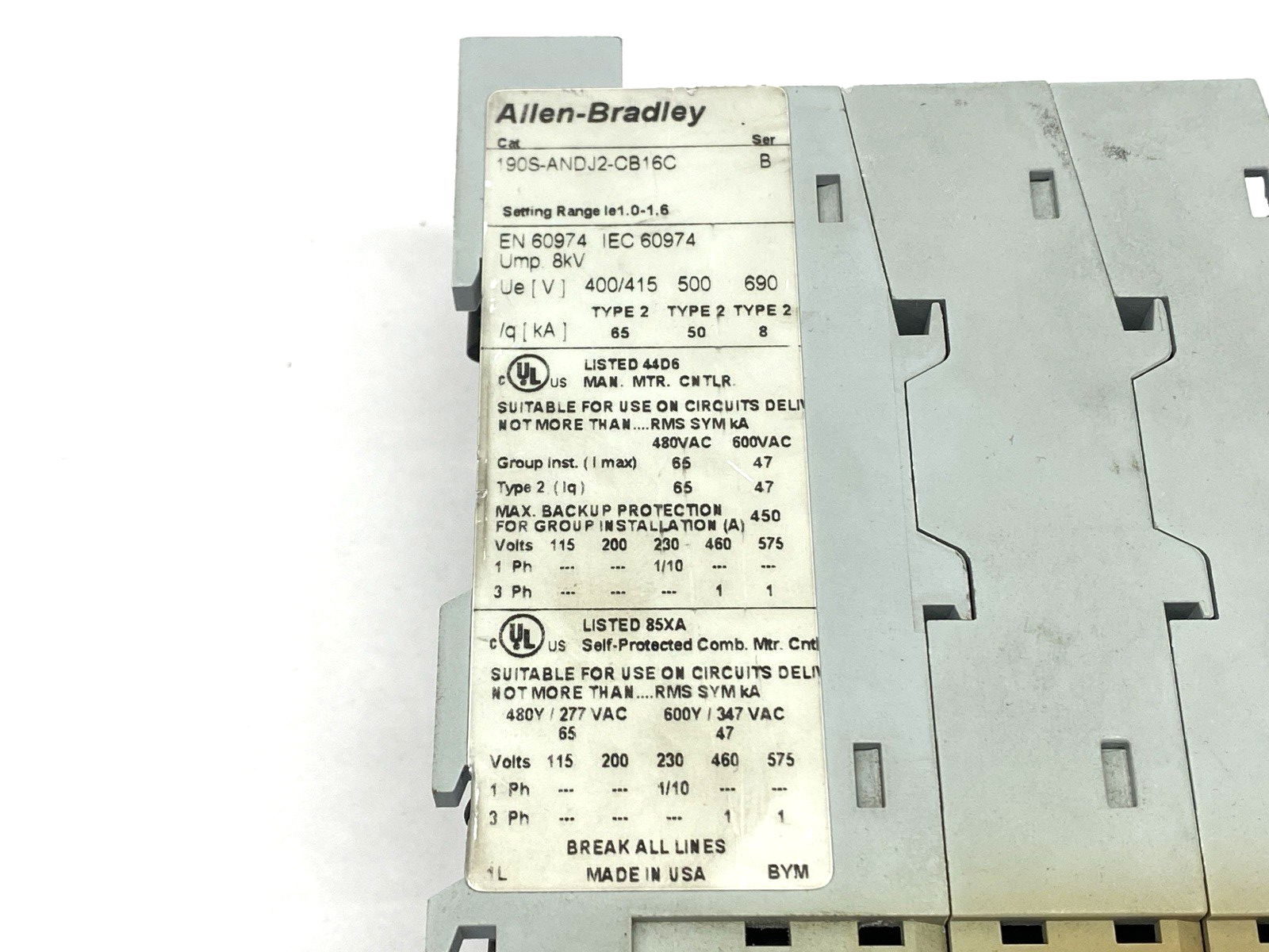 Allen Bradley 190S-ANDJ2-CB16C Ser. B Compact Starter NO DIN RAIL CLIP - Maverick Industrial Sales
