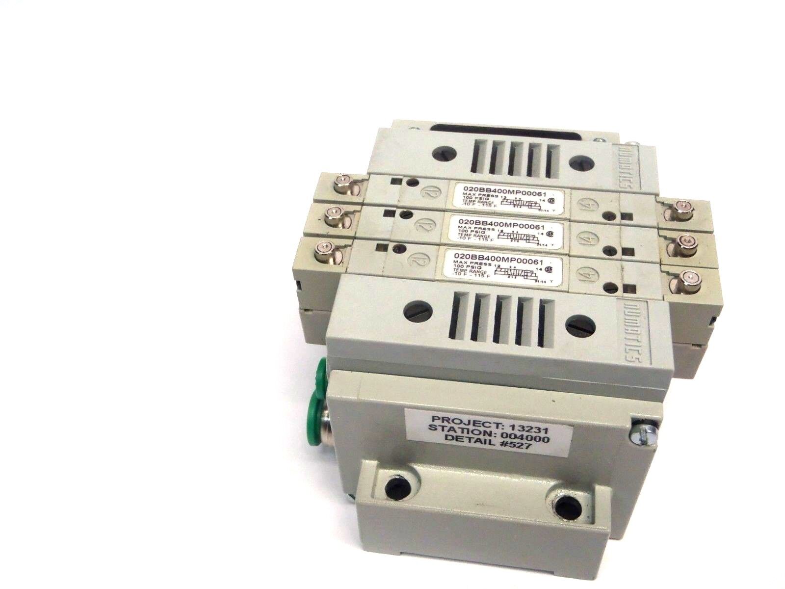 Numatics AKJ6C0000HLMUF Manifold with 020BB400MP00061 Double Solenoid Valves - Maverick Industrial Sales