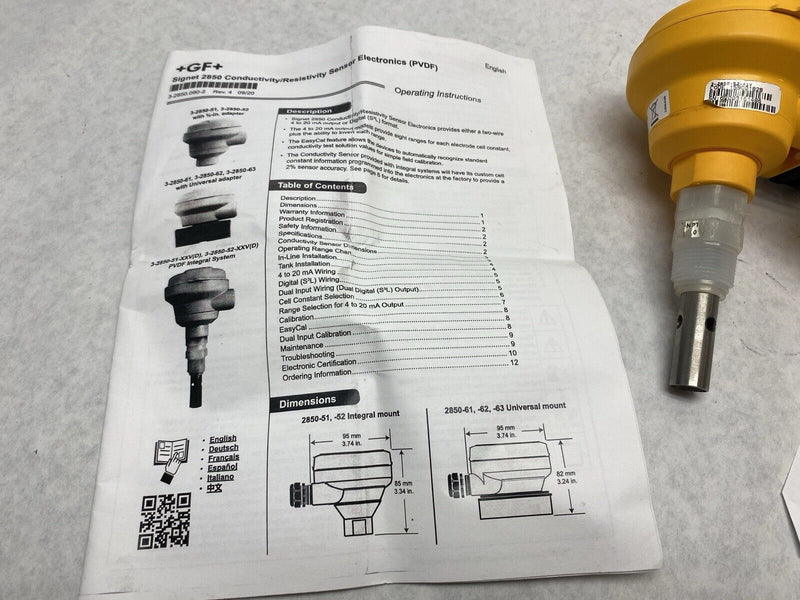 +GF+ Georg Fisher Signet 3-2850-52-41V 159001828 Conductivity System PVDF - Maverick Industrial Sales