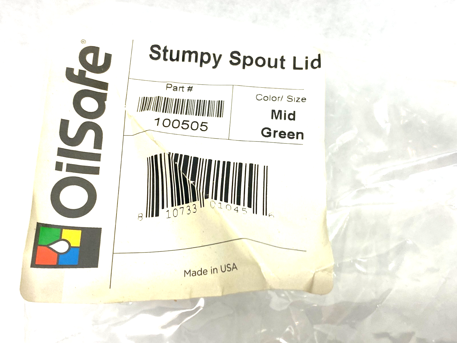 100505 | Oilsafe Wide Stumpy Spout Lid, Mid Green - Used - Maverick Industrial Sales