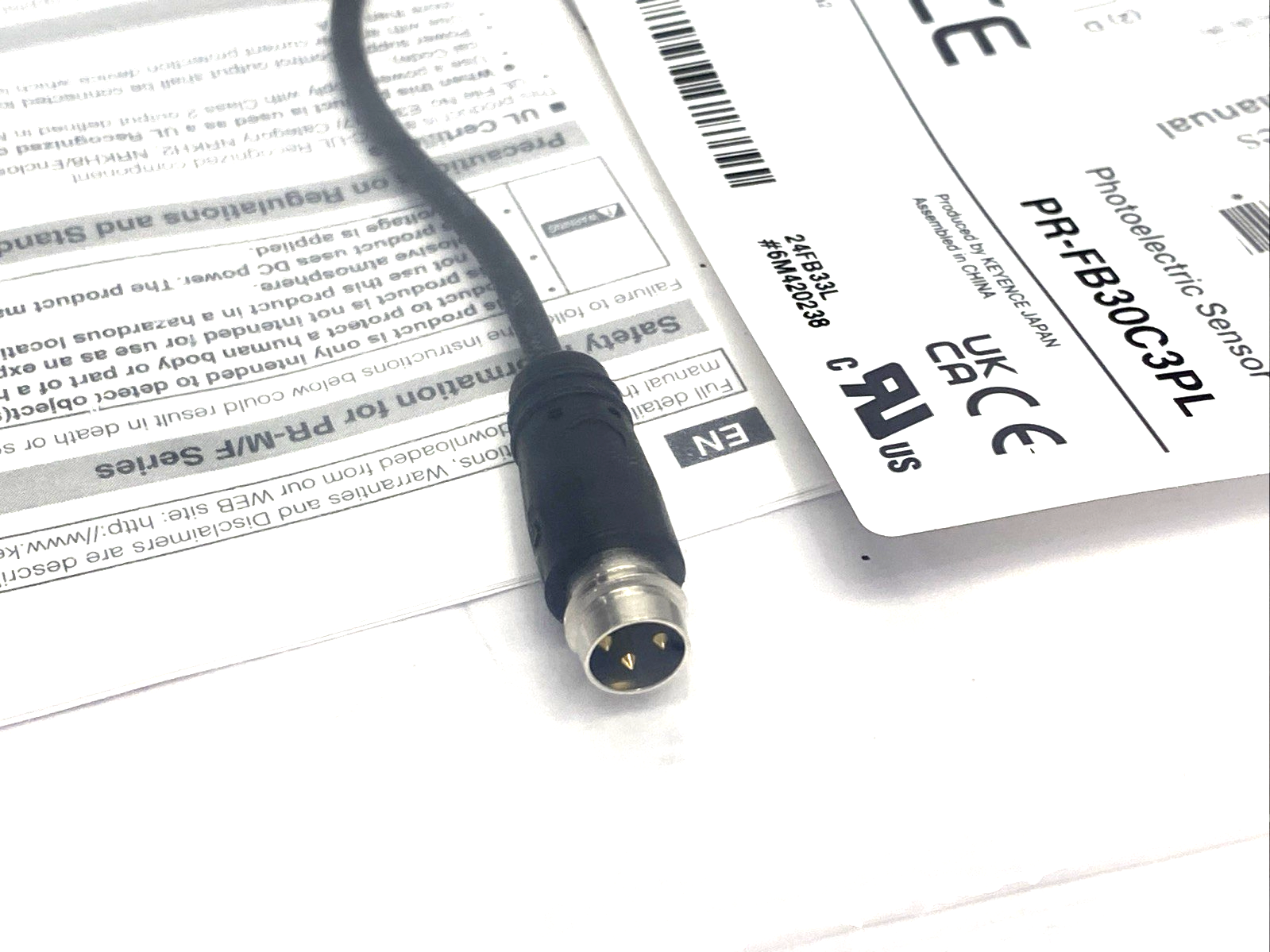 Keyence PR-FB30C3PL Flat Reflective Miniature Photoelectric Sensor M8, 30mm - Maverick Industrial Sales
