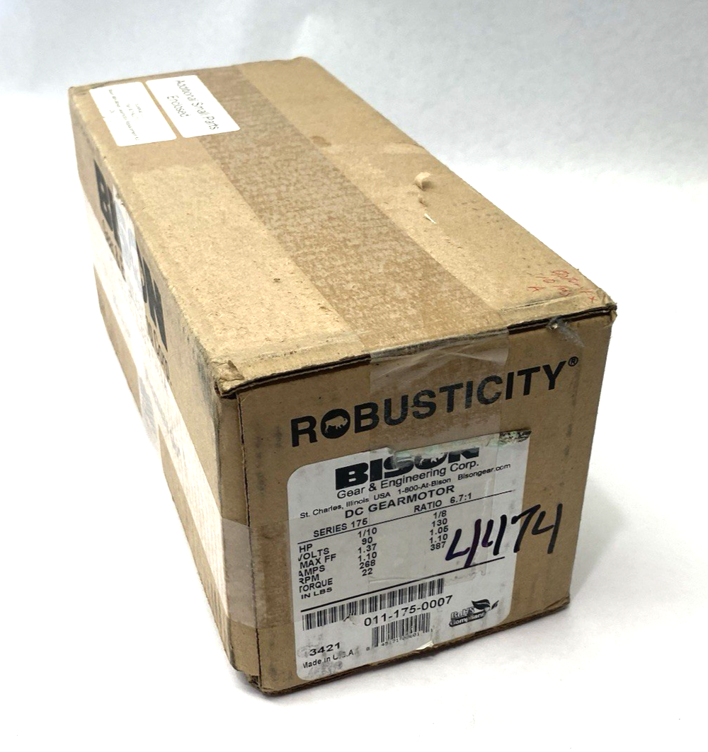 Bison 011-175-0007 Parallel DC Gearmotor 1/10HP 268rpm 6.7:1 Ratio - Maverick Industrial Sales