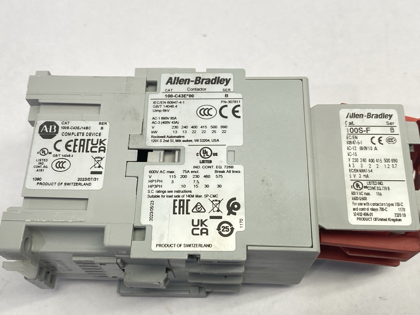 Allen Bradley 100S-C43EJ14BC Ser B GuardMaster Safety Contactor 43A - Maverick Industrial Sales