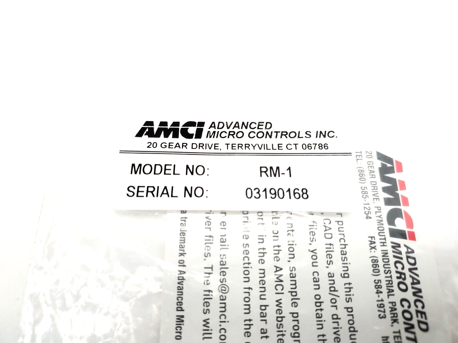 Advanced Micro Controls Inc. RM-1 Reference Module AMCI - Maverick Industrial Sales