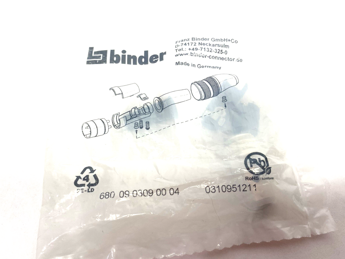 Binder 680 09 309 00 04 M16 Male cable connector, Contacts: 4 (04-a), 3.0-6.0mm - Maverick Industrial Sales