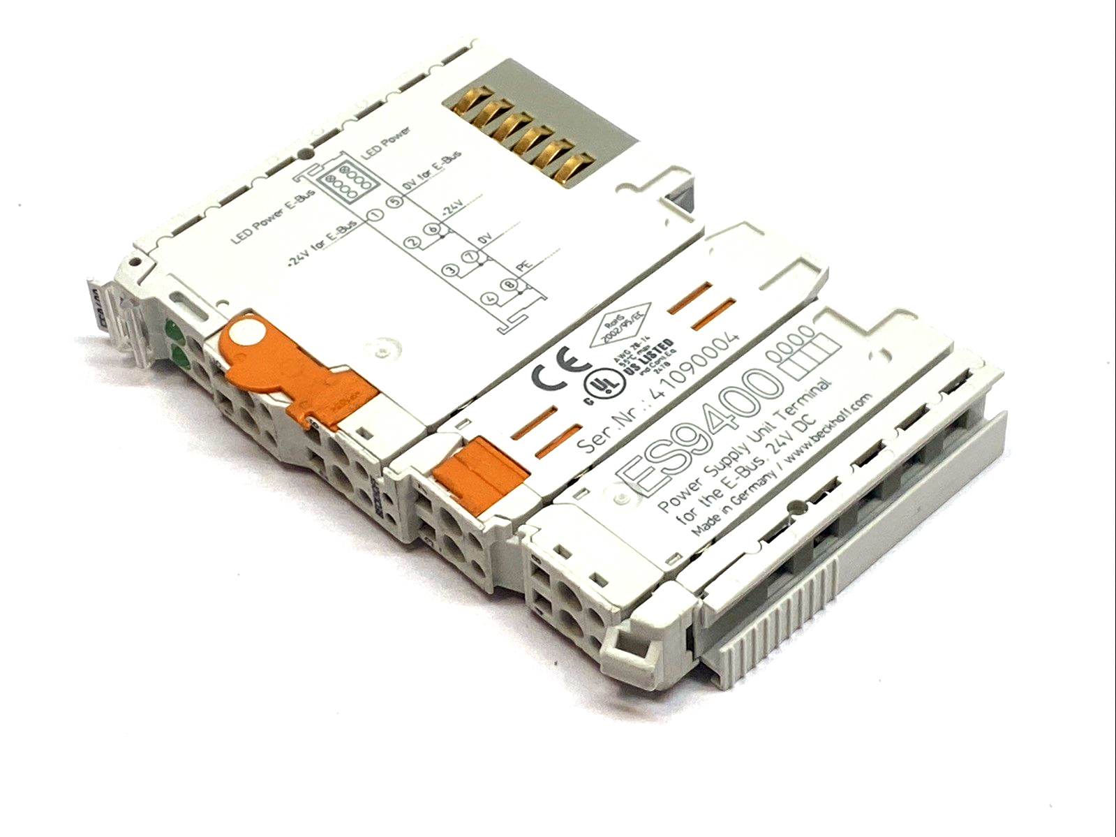 Beckhoff ES9400 EtherCAT Power Supply Terminal 24VDC 2A 10A Contacts - Maverick Industrial Sales