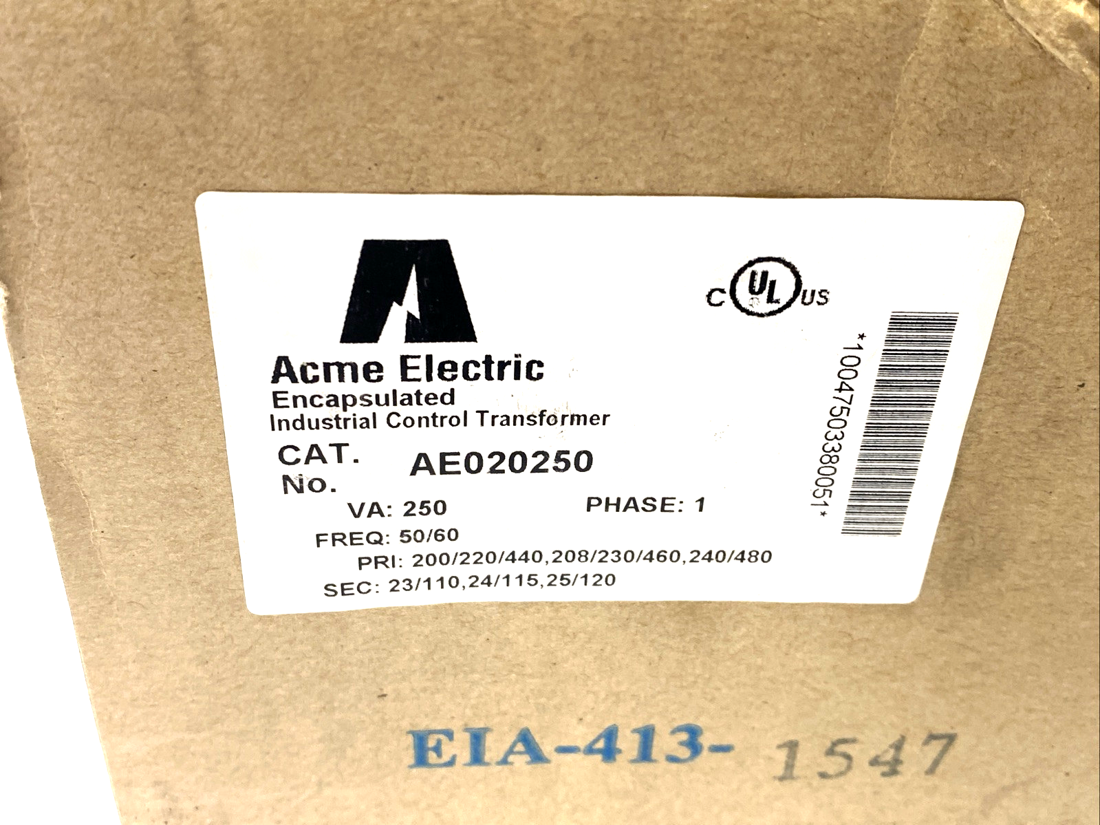 Acme AE020250 Encapsulated Industrial Control Transformer 250VA 1PH - Maverick Industrial Sales