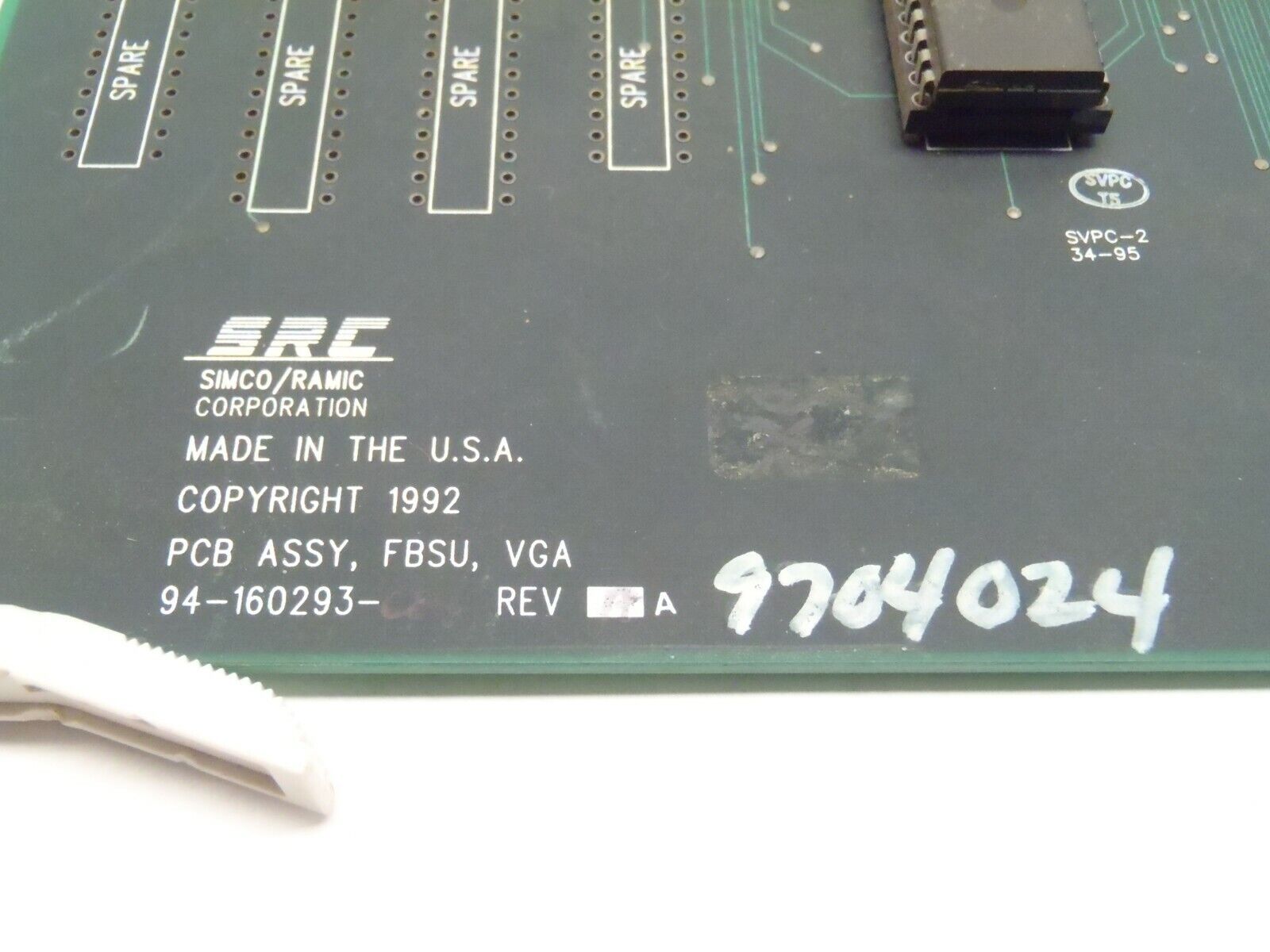 Simco Ramic SRC 94-160293-004 REV A PCB ASSY FBSU VGA 94-162372-001 - Maverick Industrial Sales