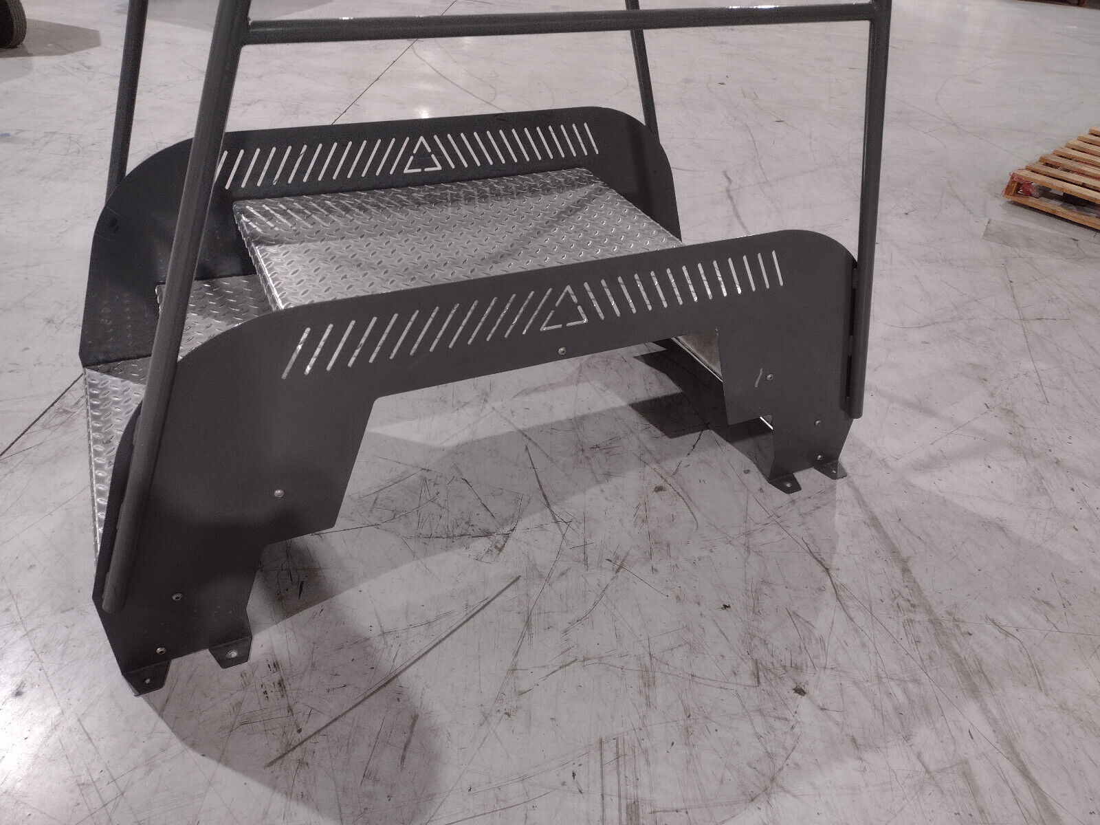 Industrial Steel Crossover Catwalk 68"L x 38"W x 63.5"H Diamond Plate Stairs - Maverick Industrial Sales