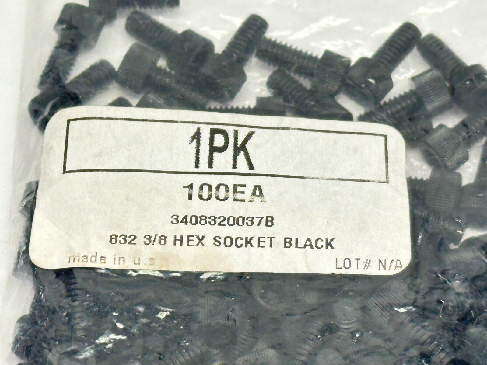 Essentra 3408320037B Hex Socket Cap Screw 8-32 Thread 3/8 Black Nylon PKG OF 100 - New - Maverick Industrial Sales