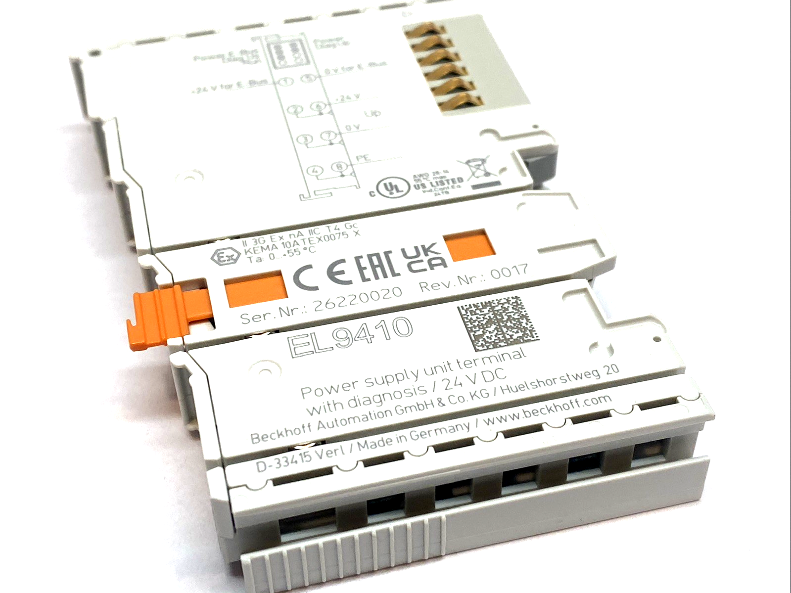 EL9410 | Beckhoff EtherCAT E‑Bus Power Supply Terminal 24V DC 2A 10A Contacts - Used - Maverick Industrial Sales