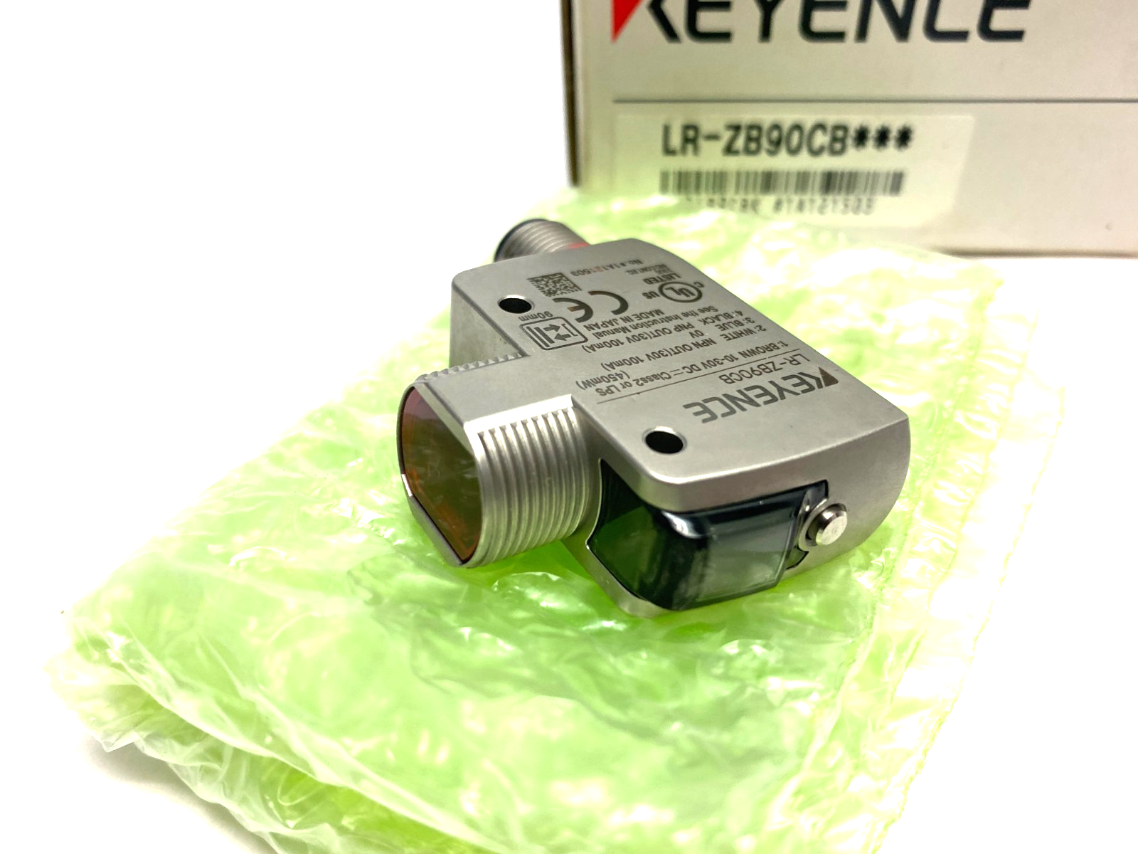 Keyence LR-ZB90CB Self-Contained Distance Based CMOS Laser Sensor 90mm M12 Conn. - Maverick Industrial Sales